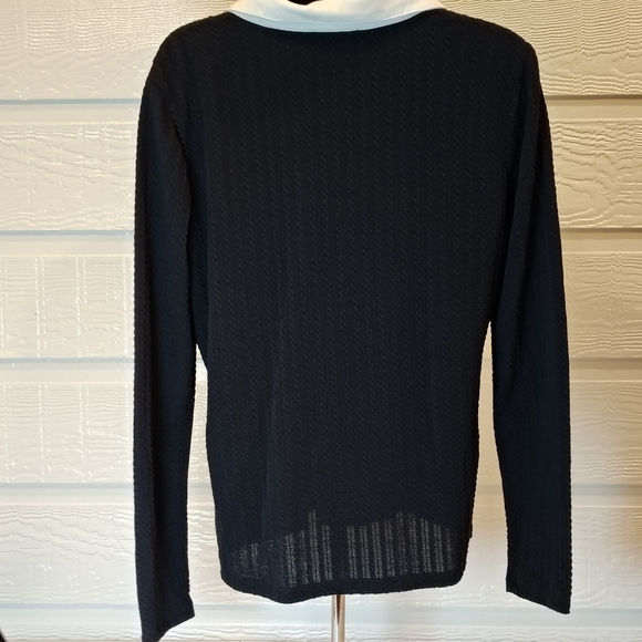 NAVY WOMENS LARGE TOMMY HILFIGER COLLARED CABLE KNIT PULLOVER PREPPY ACADEMIA - Picture 5 of 6